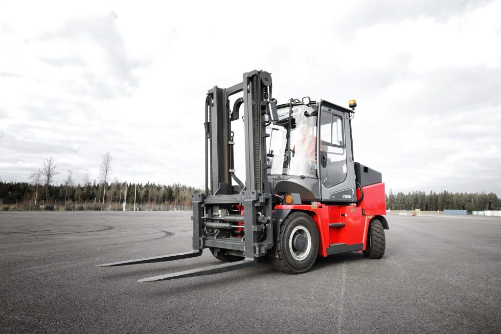 Forklift in car park